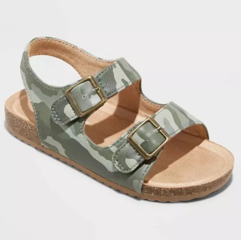 Cat & Jack Toddler Reagan Camo Print Footbed Sandals Size 11